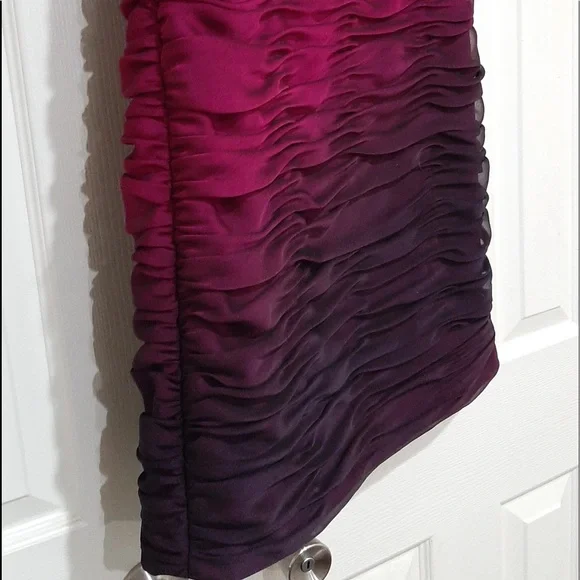 ADRIANNA PAPELL RUCHED PURPLE OMBRÉ SLEEVELESS DRESS SIZE 6 - Picture 13 of 15